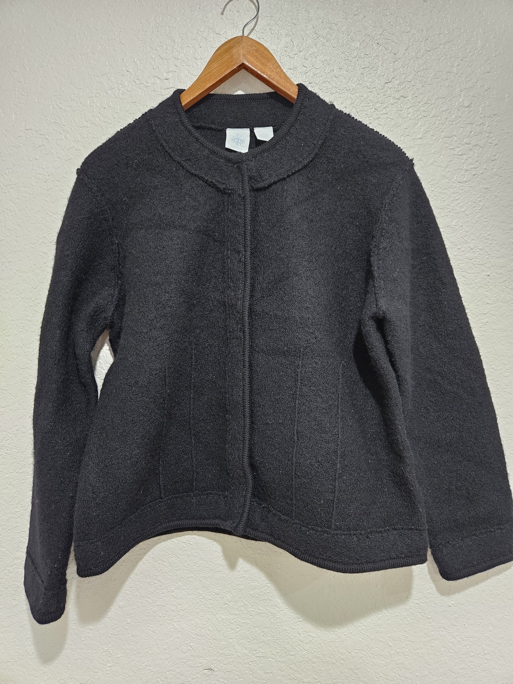 Vintage Frost Women’s Petite Large Black 100% Wool Jacket Cardigan PL